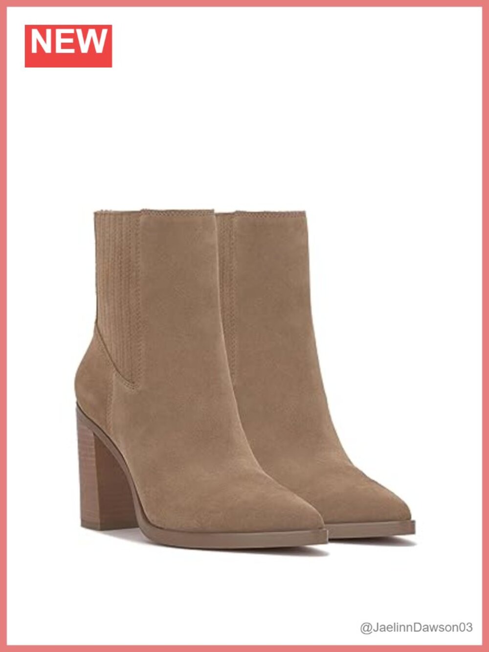 Suede Ankle Bootie Pointed Toe Block Heel Pull-On Casual